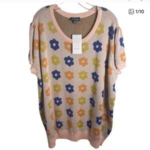 Modcloth Pink with Floral Graphic Cotton 4X reposh- worn once now without tags